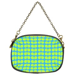 Blue Lime Leaf Pattern Chain Purses (one Side)  by GardenOfOphir