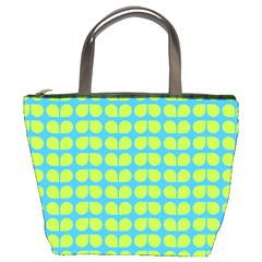 Blue Lime Leaf Pattern Bucket Bags by GardenOfOphir