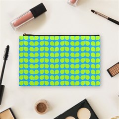 Blue Lime Leaf Pattern Cosmetic Bag (medium)  by GardenOfOphir