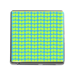 Blue Lime Leaf Pattern Memory Card Reader (square) by GardenOfOphir