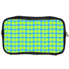 Blue Lime Leaf Pattern Toiletries Bags 2-side by GardenOfOphir