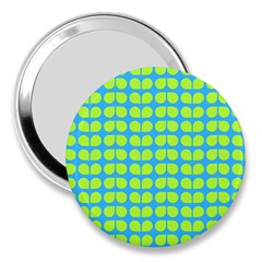 Blue Lime Leaf Pattern 3  Handbag Mirrors by GardenOfOphir