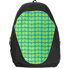 Blue Lime Leaf Pattern Backpack Bag by GardenOfOphir