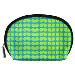 Blue Lime Leaf Pattern Accessory Pouches (large)  by GardenOfOphir