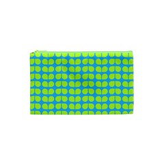 Blue Lime Leaf Pattern Cosmetic Bag (xs) by GardenOfOphir