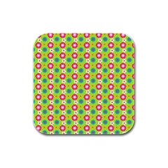 Cute Floral Pattern Rubber Square Coaster (4 pack) 