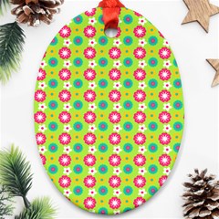 Cute Floral Pattern Oval Ornament (two Sides) by GardenOfOphir