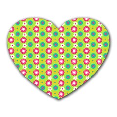 Cute Floral Pattern Heart Mousepads