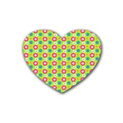 Cute Floral Pattern Heart Coaster (4 pack) 