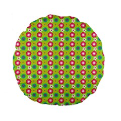 Cute Floral Pattern Standard 15  Premium Flano Round Cushions