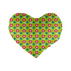 Cute Floral Pattern Standard 16  Premium Flano Heart Shape Cushions