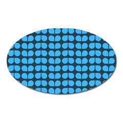 Blue Gray Leaf Pattern Oval Magnet by GardenOfOphir