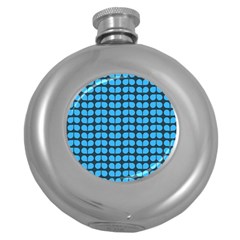 Blue Gray Leaf Pattern Round Hip Flask (5 Oz) by GardenOfOphir