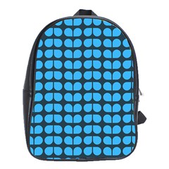 Blue Gray Leaf Pattern School Bags (xl)  by GardenOfOphir