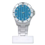 Blue Gray Leaf Pattern Nurses Watches Front