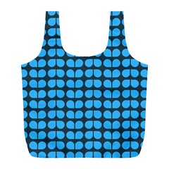 Blue Gray Leaf Pattern Full Print Recycle Bags (l)  by GardenOfOphir