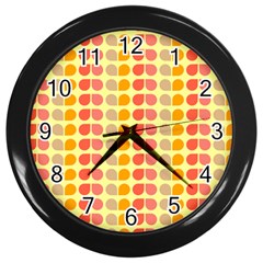 Colorful Leaf Pattern Wall Clocks (black) by GardenOfOphir