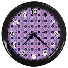 Cute Floral Pattern Wall Clocks (black) by GardenOfOphir