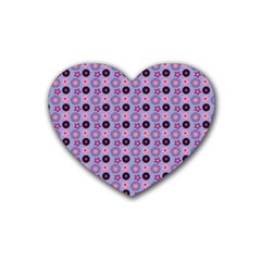 Cute Floral Pattern Rubber Coaster (heart)  by GardenOfOphir