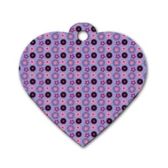 Cute Floral Pattern Dog Tag Heart (one Side) by GardenOfOphir