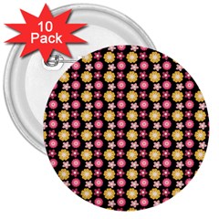 Cute Floral Pattern 3  Buttons (10 Pack)  by GardenOfOphir