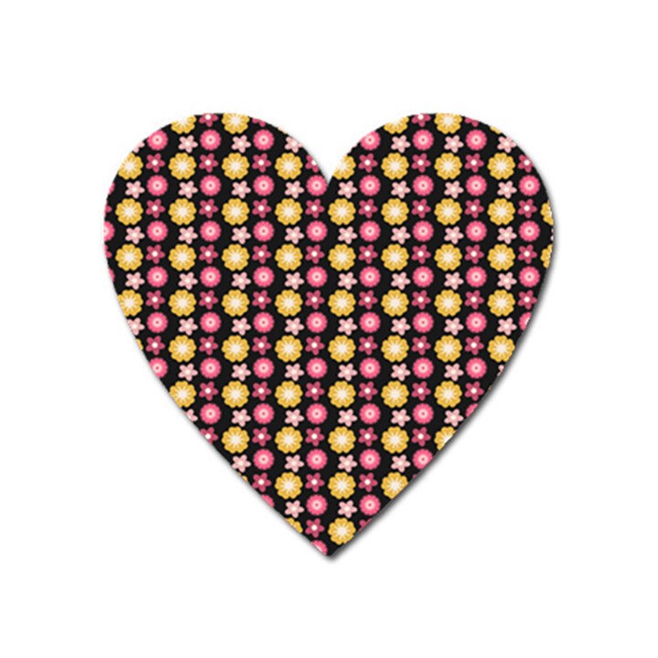 Cute Floral Pattern Heart Magnet