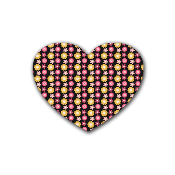 Cute Floral Pattern Heart Coaster (4 pack) 