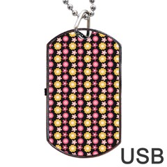 Cute Floral Pattern Dog Tag Usb Flash (two Sides)  by GardenOfOphir