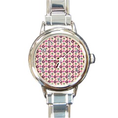 Cute Floral Pattern Round Italian Charm Watches by GardenOfOphir