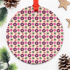 Cute Floral Pattern Ornament (round)  by GardenOfOphir