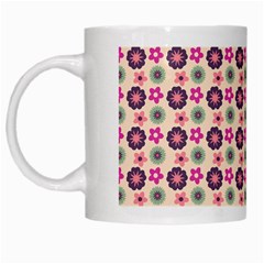 Cute Floral Pattern White Mugs