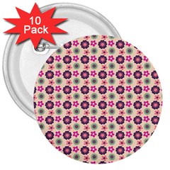 Cute Floral Pattern 3  Buttons (10 Pack)  by GardenOfOphir