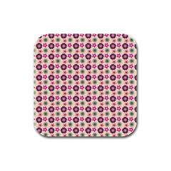 Cute Floral Pattern Rubber Square Coaster (4 Pack)  by GardenOfOphir