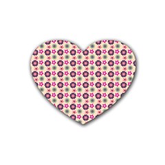 Cute Floral Pattern Rubber Coaster (heart)  by GardenOfOphir