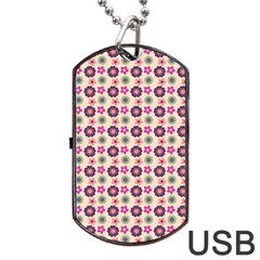 Cute Floral Pattern Dog Tag Usb Flash (two Sides)  by GardenOfOphir