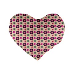 Cute Floral Pattern Standard 16  Premium Heart Shape Cushions by GardenOfOphir