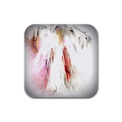 Abstract Angel In White Rubber Square Coaster (4 Pack)  by digitaldivadesigns