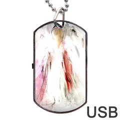 Abstract Angel In White Dog Tag Usb Flash (one Side) by digitaldivadesigns