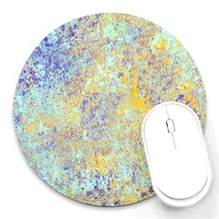 Abstract Earth Tones With Blue  Round Mousepads