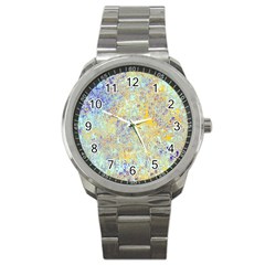 Abstract Earth Tones With Blue  Sport Metal Watches