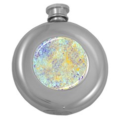 Abstract Earth Tones With Blue  Round Hip Flask (5 Oz)