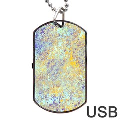 Abstract Earth Tones With Blue  Dog Tag Usb Flash (one Side)