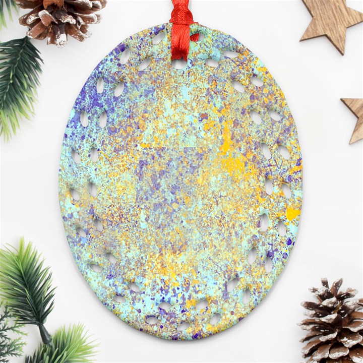 Abstract Earth Tones With Blue  Ornament (Oval Filigree) 