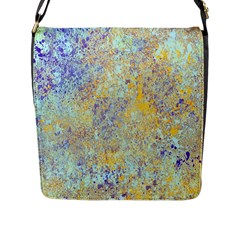 Abstract Earth Tones With Blue  Flap Messenger Bag (l) 