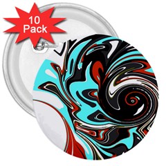 Abstract In Aqua, Orange, And Black 3  Buttons (10 Pack)  by digitaldivadesigns