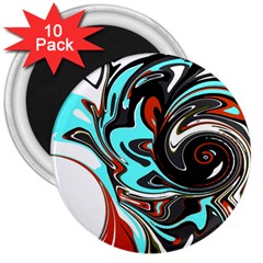 Abstract in Aqua, Orange, and Black 3  Magnets (10 pack) 