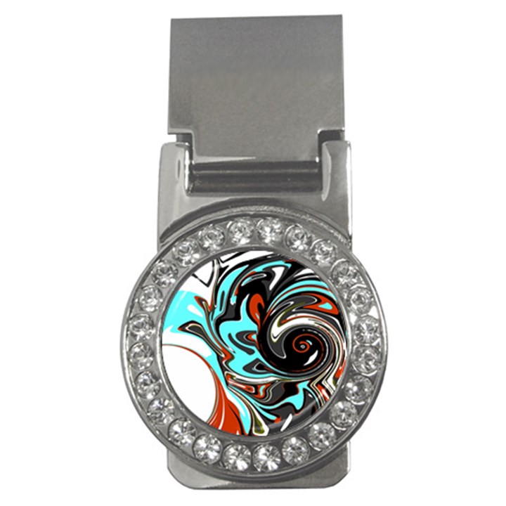 Abstract in Aqua, Orange, and Black Money Clips (CZ) 