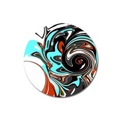 Abstract In Aqua, Orange, And Black Magnet 3  (round) by digitaldivadesigns