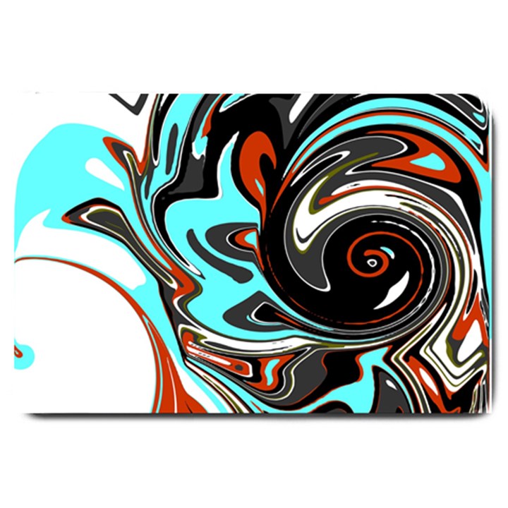 Abstract in Aqua, Orange, and Black Large Doormat 