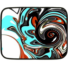 Abstract In Aqua, Orange, And Black Fleece Blanket (mini) by digitaldivadesigns